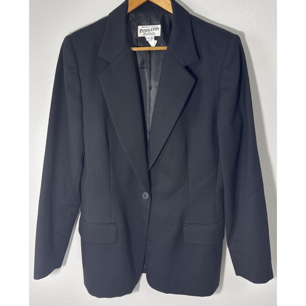 Vintage Pendleton Women’s 100% Wool Blazer Jacket 1990s Black Size 8 USA